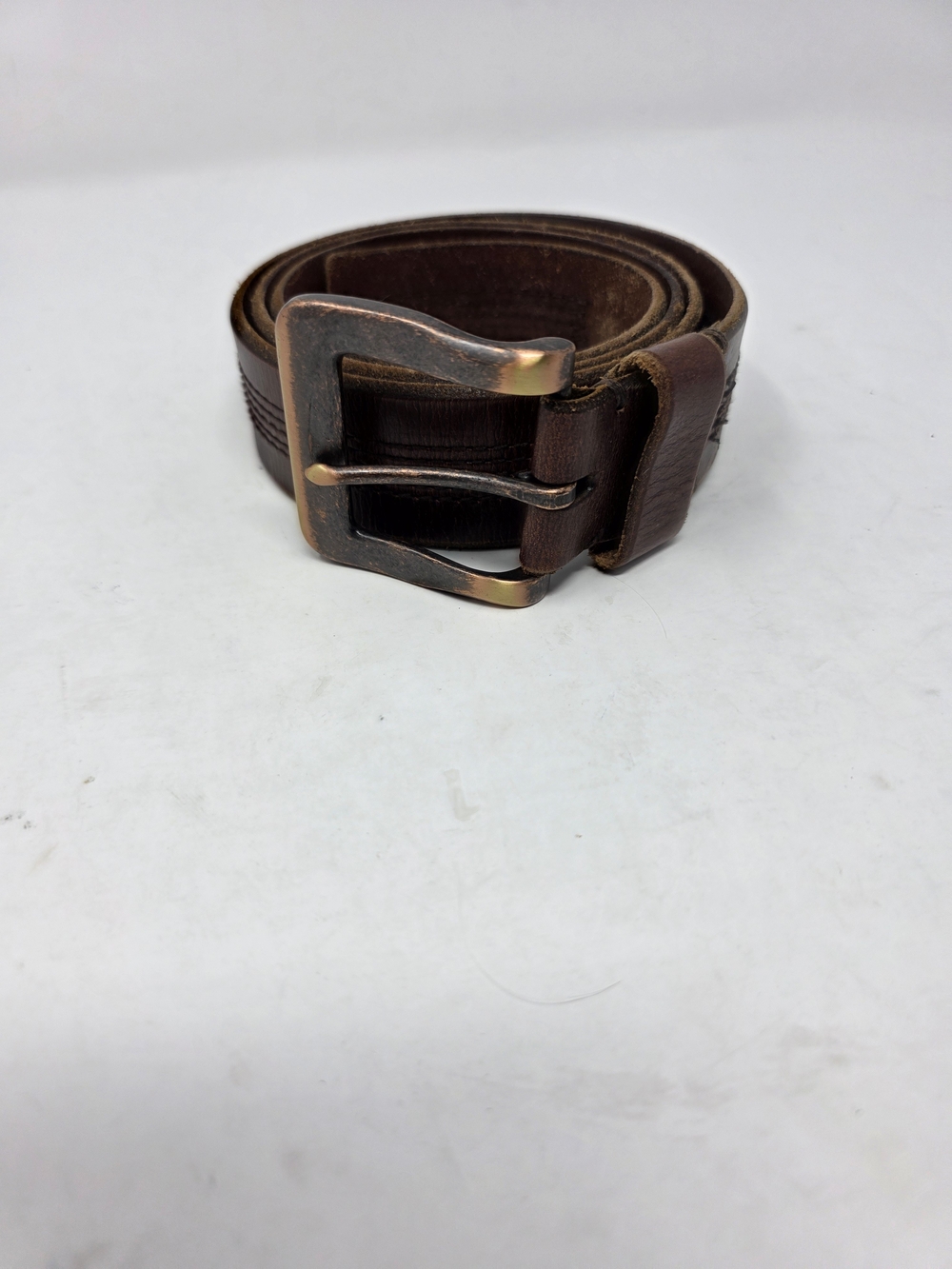 Fossil Brown Full Grain Leather Belt Men’s 38 Distressed Buckle Cowhide Belt